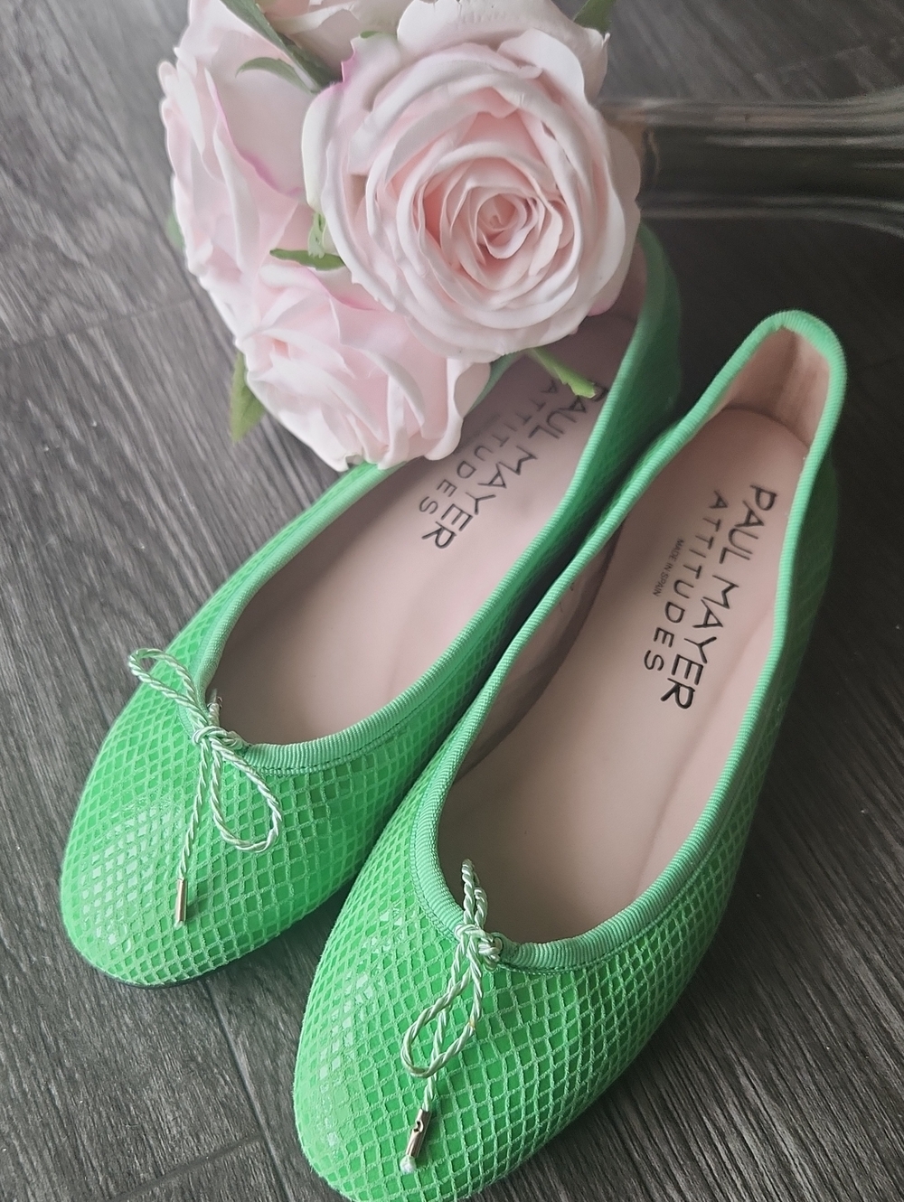 Paul Mayer Attitudes Green Ballet Flats 7B